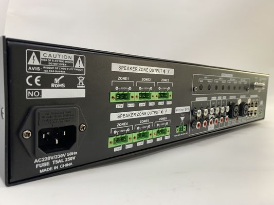 6 * 120W ऑडियो मैट्रिक्स एम्पलीफायर 6 चैनल पा सिस्टम सेट 70dB S/N अनुपात