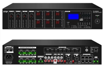 नया आगमन 19'' रैक आकार 6*120W मैट्रिक्स मिक्सर एम्पलीफायर USB/SD/FM/BT के साथ